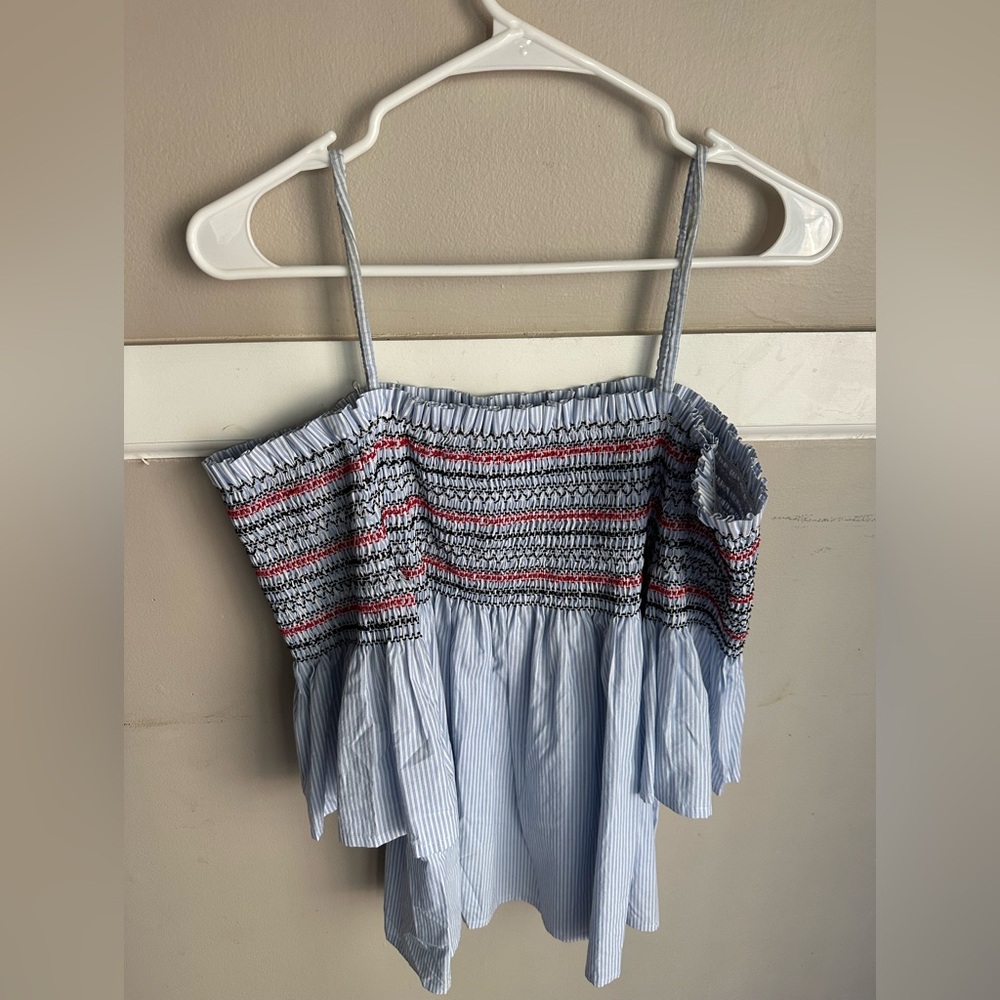 Endless Rose Blue and Red Smocked Blouse Size M